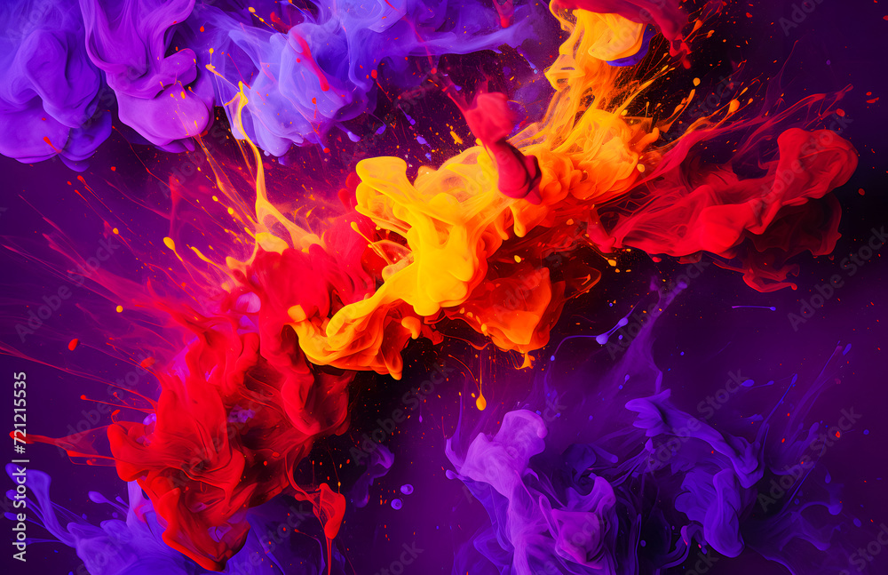 Abstract colorful explosion of paint in water on black background. Abstract background for design.