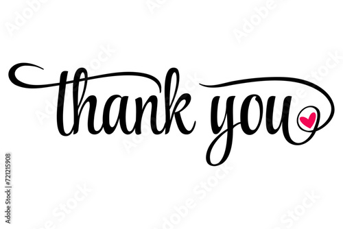 Thank You Hand Lettering With Pink Heart. Typography Design Inspiration