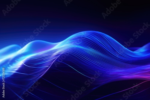 Abstract wave technology background with blue light and digital wave effect.