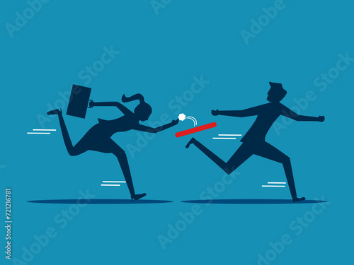 Business mistakes. businesswoman unsuccessfully passes the baton to a colleague © Nastudio