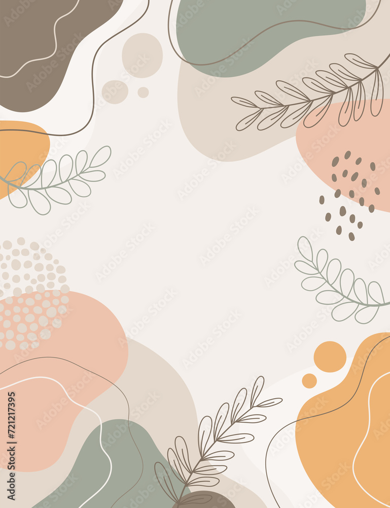 Colorful poster background vector illustration.Exotic plants, branches,art print for beauty, fashion and natural products,wellness, wedding and event.