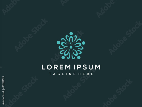 luxury people family logo template and human unity shaped like a flower, vector teamwork icon