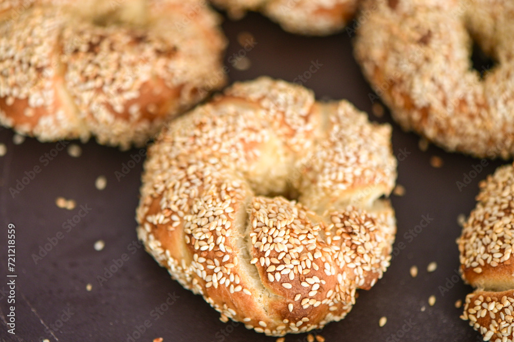 homemade bagels with sesame seeds in the kitchen 9