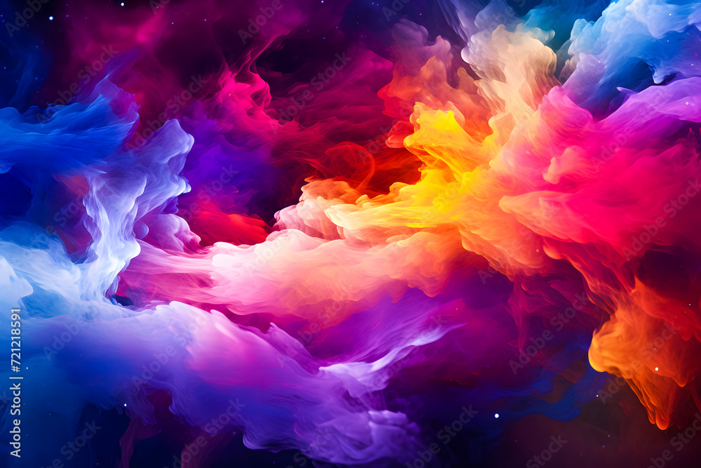 Obraz premium Abstract colorful background with multi colored smoke in the form of an explosion.
