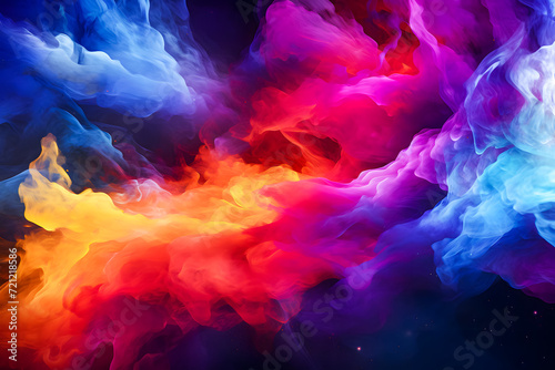 Abstract colorful background with multi colored smoke in the form of an explosion.