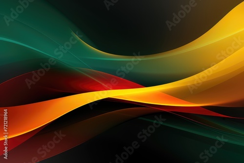 Black history month banner.  red yellow and green colors of Africa waves on a dark background.. African flag
 photo