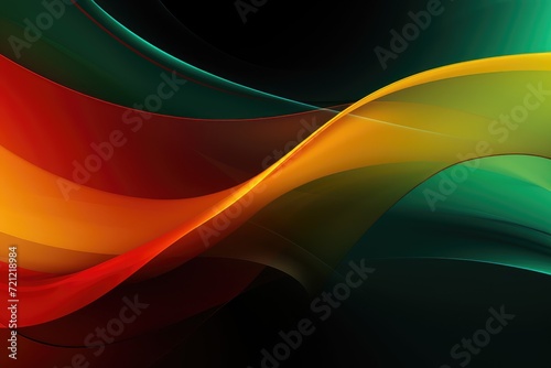 Black history month banner.  red yellow and green colors of Africa waves on a dark background.. African flag
 photo