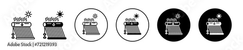 Solar Water Heater vector icon set collection. Solar Water Heater Outline flat Icon.