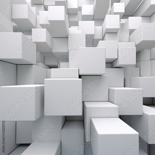 Random shifted white cube boxes block background wallpaper banner with copy space © tylor