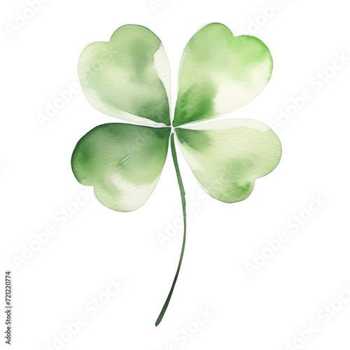 Watercolor a lucky clover leave long green stem clipart transparent background photo