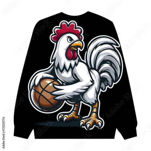 funny rooster play basketball mascot logo vector illustration, Ai Generate