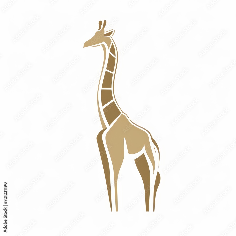 A charming giraffe logo, with its long neck forming a unique shape, in a light tan color on a white background A charming giraffe logo, with its long neck forming a unique shape, in a light tan color on a white background