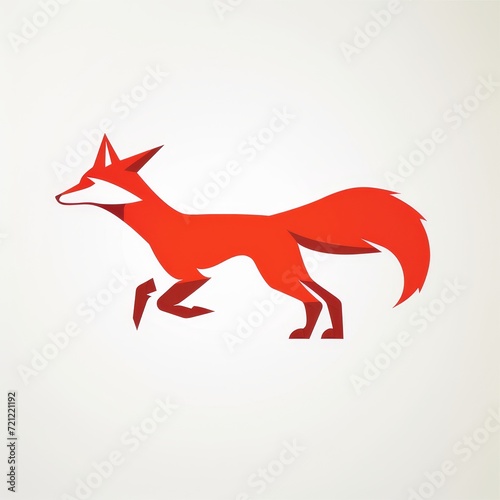 A bold, red fox logo, depicted mid-stride with a bushy tail, set against a pure white background © RDO