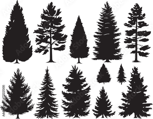 A set of Christmas trees. Hand drawn vector illustration © Михаил Н