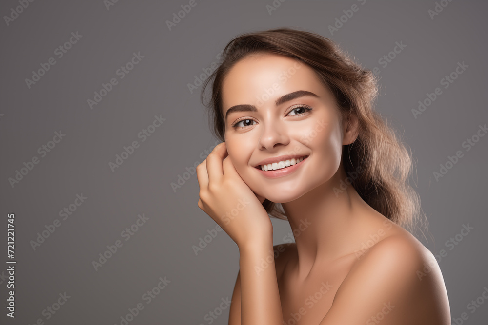 In a radiant studio embrace, skin models exude flawless beauty. Perfect faces, perfect skin - an alluring canvas for skincare advertisements, beauty products In a radiant studio embrace, skin models exude flawless beauty. Perfect faces, perfect skin - an alluring canvas for skincare advertisements, beauty products
