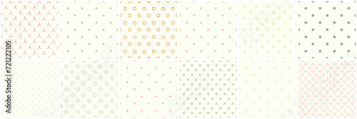 Wallpaper Mural Collection of vector seamless minimalistic patterns. Modern stylish fabric prints. Endless delicate color unusual backgrounds. Simple geometric prints with symbols Torontodigital.ca