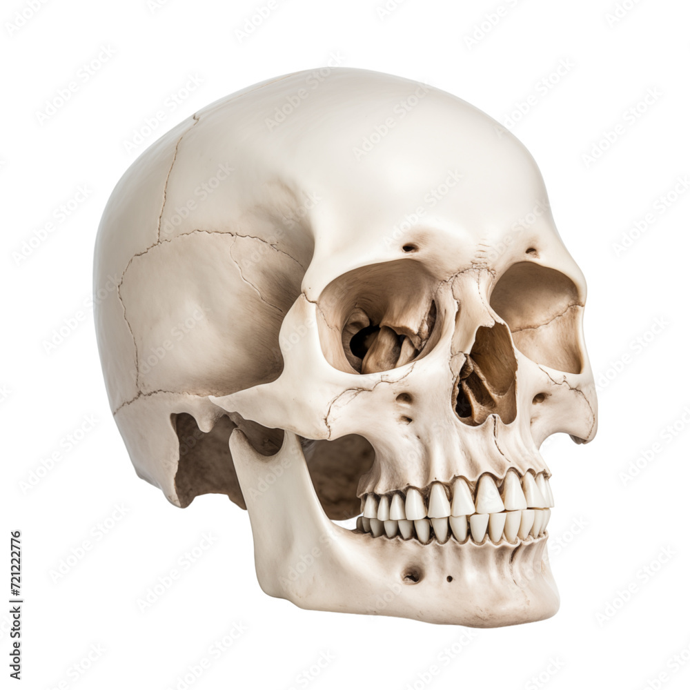 Obraz premium Side View Human Skull Isolated Transparent, Generative AI