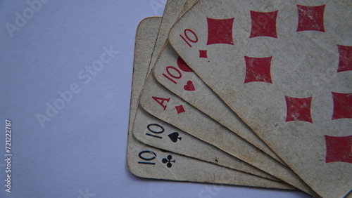 old playing cards, poker two pair
