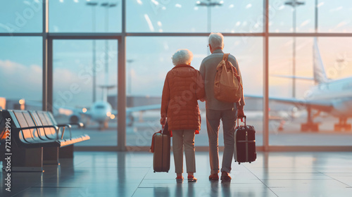 Senior couple traveling in the Airport