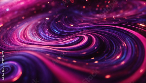 Abstract cosmic swirl with neon pink and purple, celestial bodies, 4K space exploration