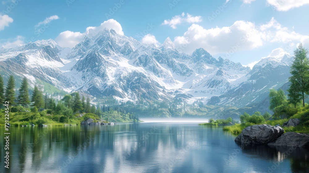 Obraz premium Landscape of mountain beside the river