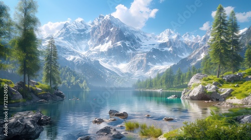 Landscape of mountain beside the river