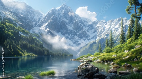 Landscape of mountain beside the river © Left