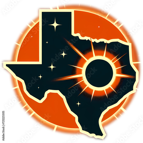 Texas State Outline with Solar Eclipse Theme photo