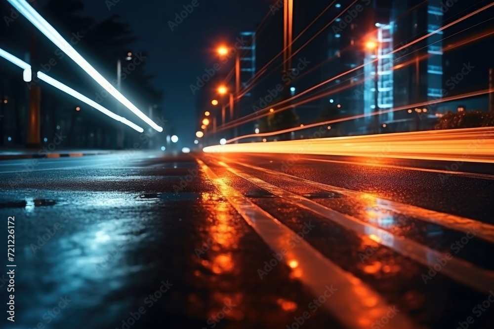 Fototapeta premium Night light street long exposure shot