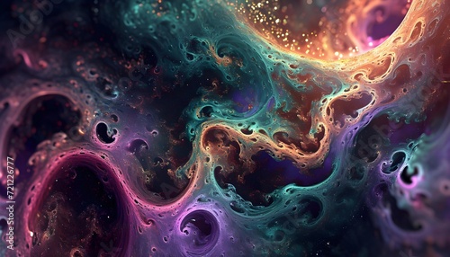 3d render, modern abstract galaxy with vibrant colors and intricate patterns to evoke background. Space sky, galaxies 3D illustration. © E l i z a