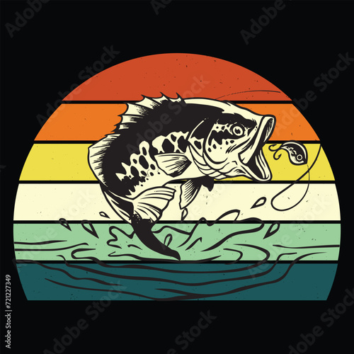 Unique and Trendy Fishing Retro Trendy Graphic for Tshirt, Banner, Poster, Background