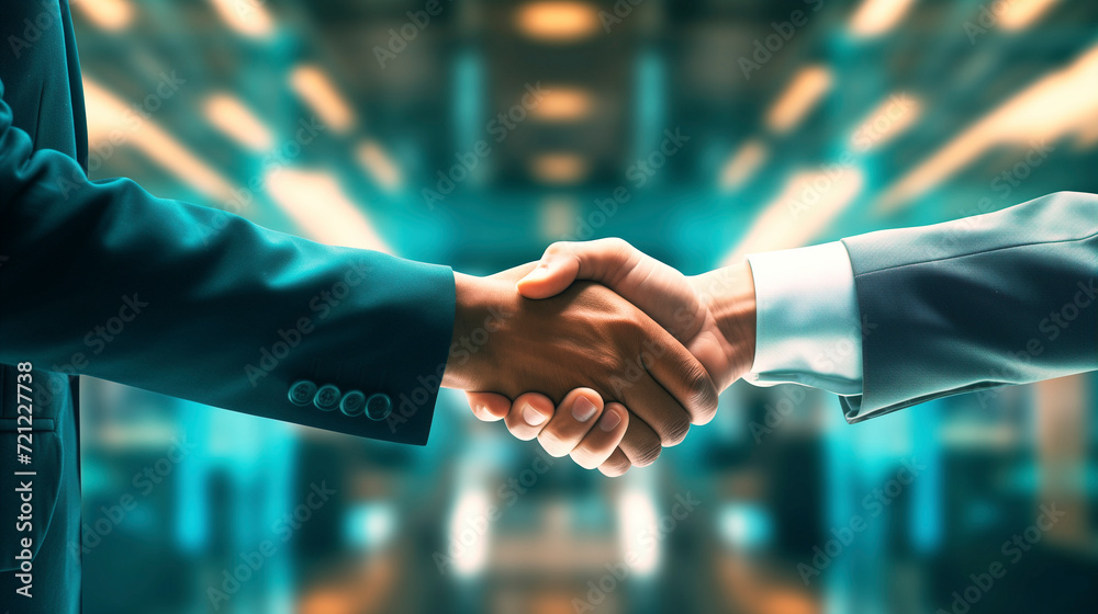 hands of two men shaking hands in a greeting or an agreement or a pact, in an office