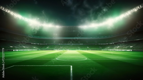 Football stadium arena for match with spotlight