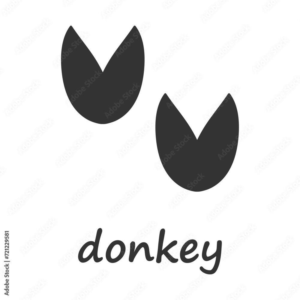 Donkey hooves. A donkey hoof print. Vector illustration. Donkey hooves. A donkey hoof print. Vector illustration.
