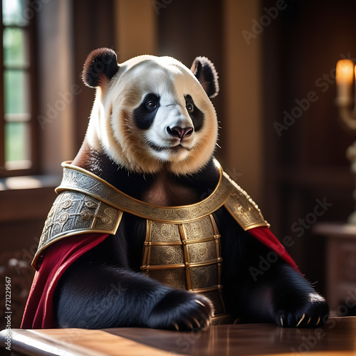 Big panda - knight  in medieval armor