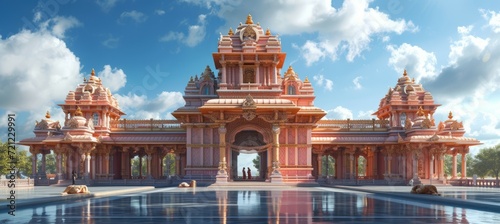 Royal mandir Hindu temple. Generative AI technology. 