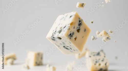 Falling blue cheese cube