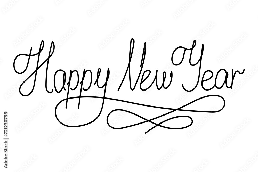 Lettering Happy New Year 2025 Hand drawn illustration.