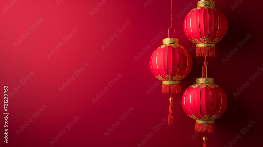 Lanterns with a red background illuminate the scene, creating a warm and festive ambiance. The vibrant glow adds a touch of joy and cultural charm to the surroundings, enhancing the celebration Lanterns with a red background illuminate the scene, creating a warm and festive ambiance. The vibrant glow adds a touch of joy and cultural charm to the surroundings, enhancing the celebration