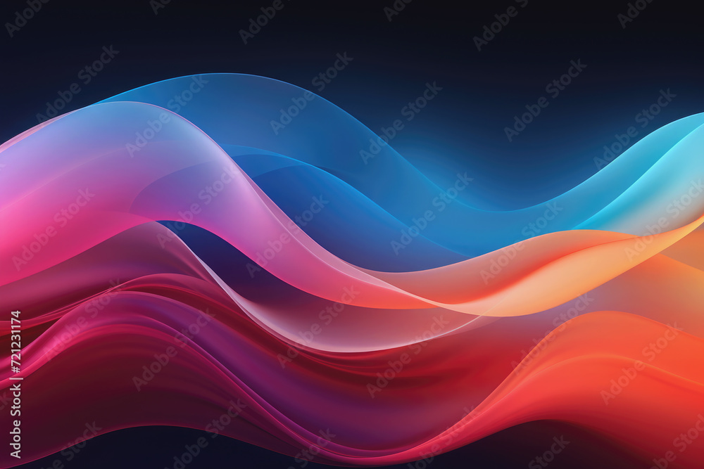 Obraz premium Abstract 3D colorful gradient curved shape on dark background.