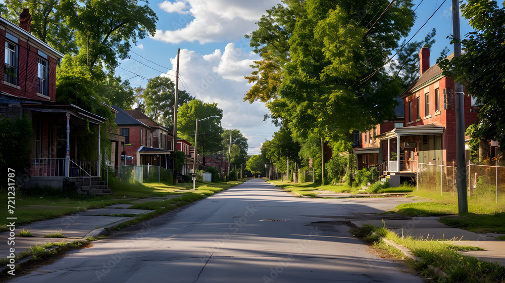 Historic Urban Neighborhood in Summer Light