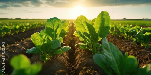 Sugar Beet Field, Turnips, Rutabagas, Young Beets Leaves, Sugar Beet Agriculture Landscape photo