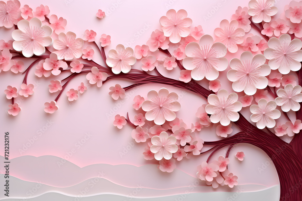 cherry blossoms paper cut background