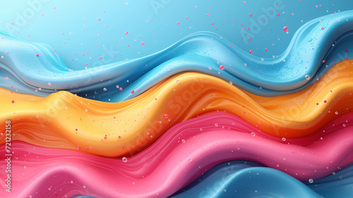 Mesmerizing Abstract Art with Vibrant Blue, Orange, and Pink Waves and Sparkling Particles