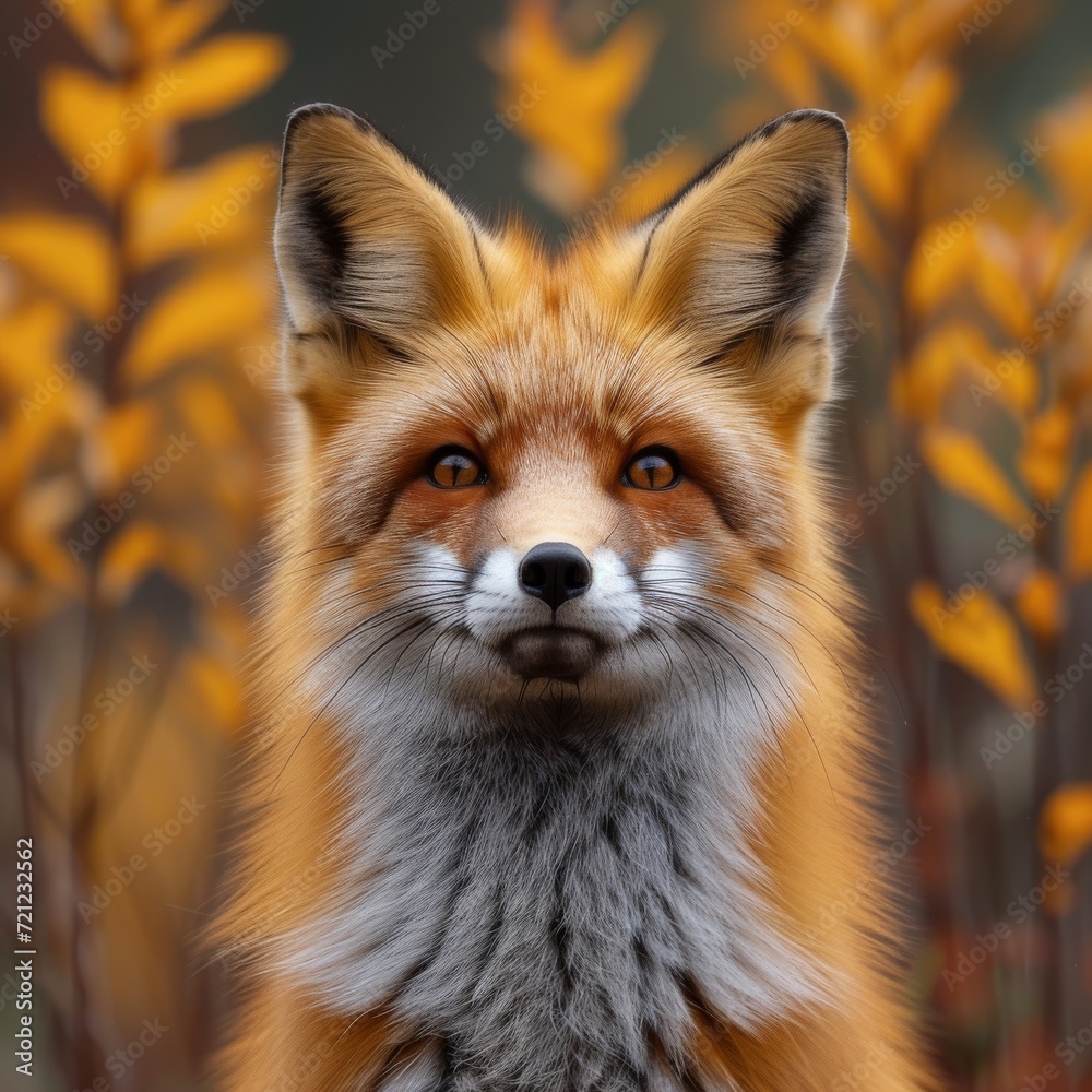 Fototapeta premium Charming Red Fox: Enchanting photo of a red fox in a natural setting, capturing the beauty of wildlife.
