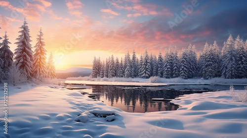winter panorama on the forest. Winter landscape