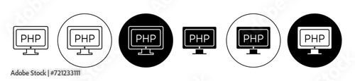 php Outline Icon drawing set. php vector for app web use