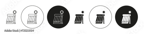 Solar Water Heater Outline Icon drawing set. Solar Water Heater vector for app web use