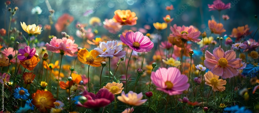 Captivating Cosmos Flower Garden Immersed in a Breathtaking Cosmos Flower Garden Wonderland