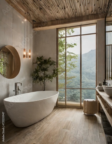 Modern Minimalist Style Bathroom - Japanese or Eastern Inspired Interior Design - Bathroom with Zen-styled Atmosphere